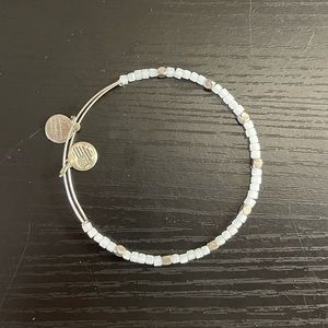 Alex and Ani silver tone white lightly iridescent bead bracelet